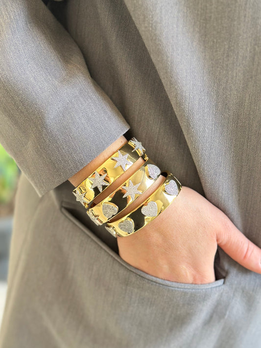 Özel Seri Zirkon Kalp Yıldız Kelepçe