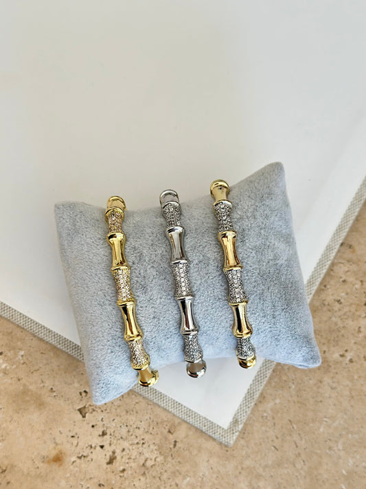 Zirkon Taşlı Silindirik Lüks Kelepçe