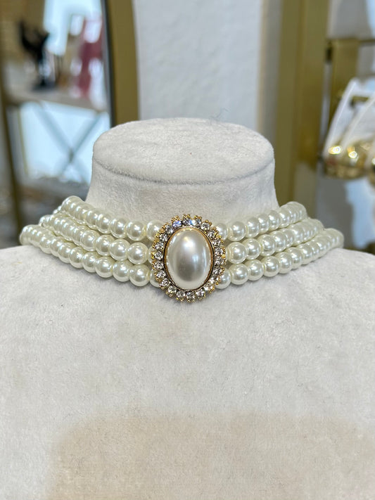 İnci Tasarım Tasma (Choker) Kolye