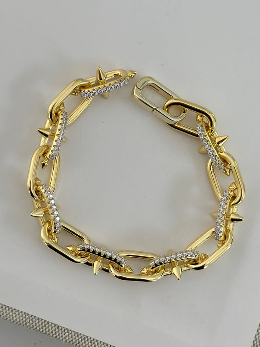 Özel Seri Taşlı Tiff Tasarım Gold Bileklik