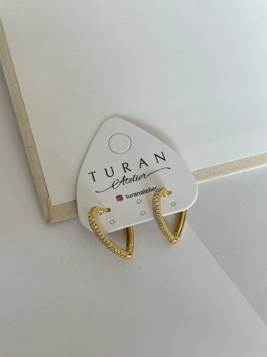 Taşlı Loop Kalp Küpe