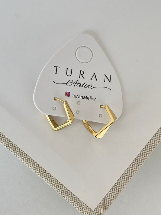 14K Renk Dörtgen Altın Model Küpe