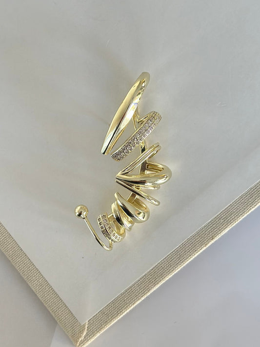 Mini Taşlı Gold Tasarım Küpe