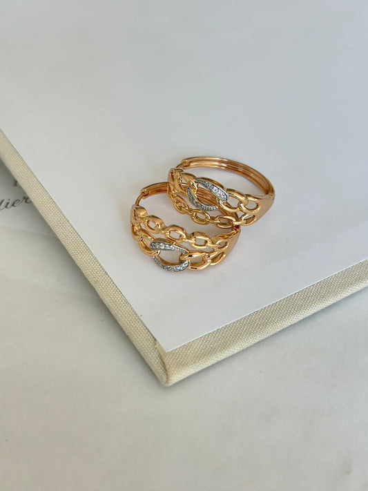 Bronz Gold Tasarım Halka Küpe