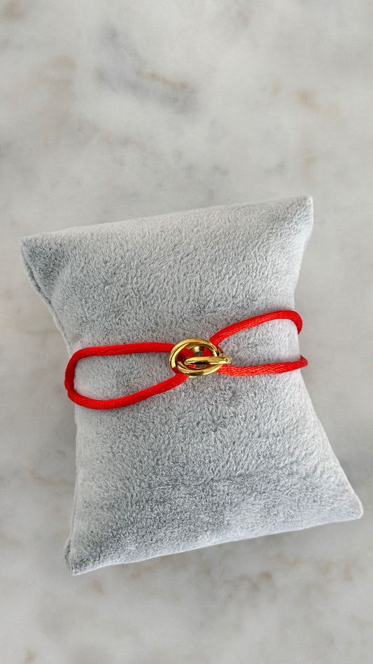 Çelik Detay İp Bileklik / Kırmızı