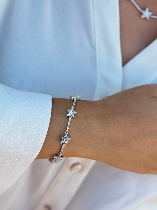 Gümüş Renk Zirkon Star Bileklik