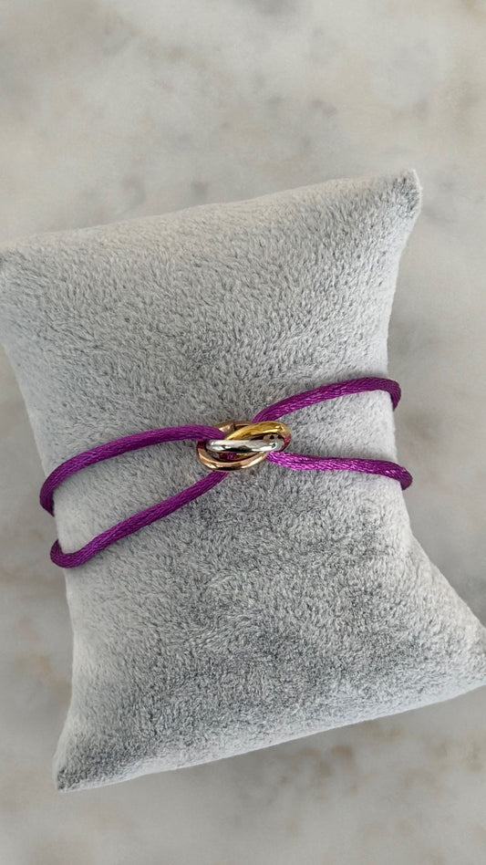 Çelik Detay İp Bileklik / Mor