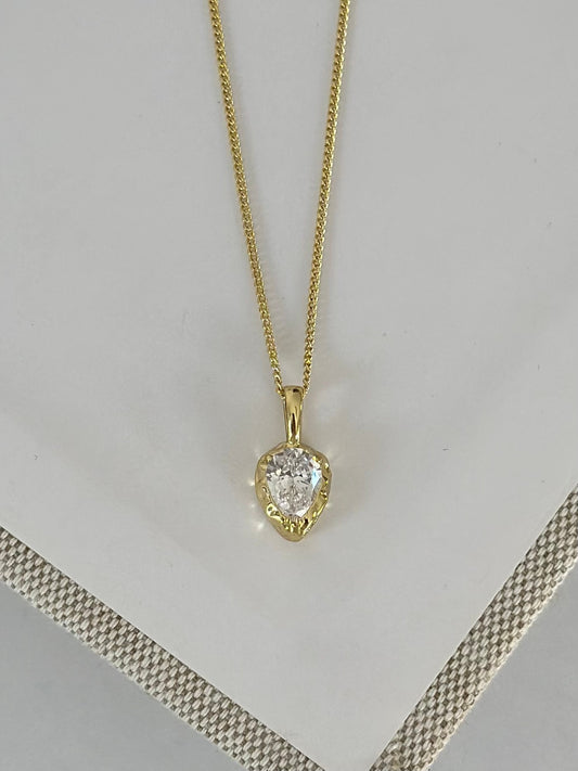 Damla Taşlı Kolye (14K Renk)