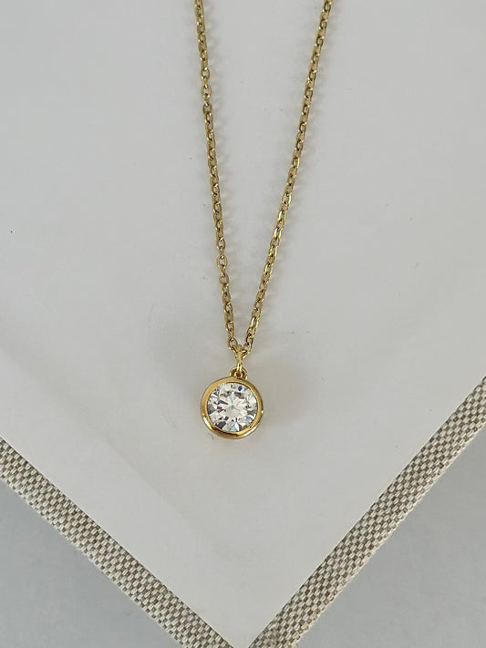 Tek Taş Gold zincir Kolye (14K Renk)