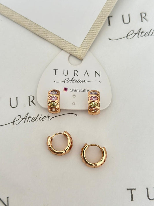 Tasarım Renkli Taşlı küpe