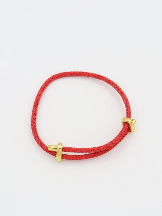 Gold Detay Kalın İp Bileklik / Pembe