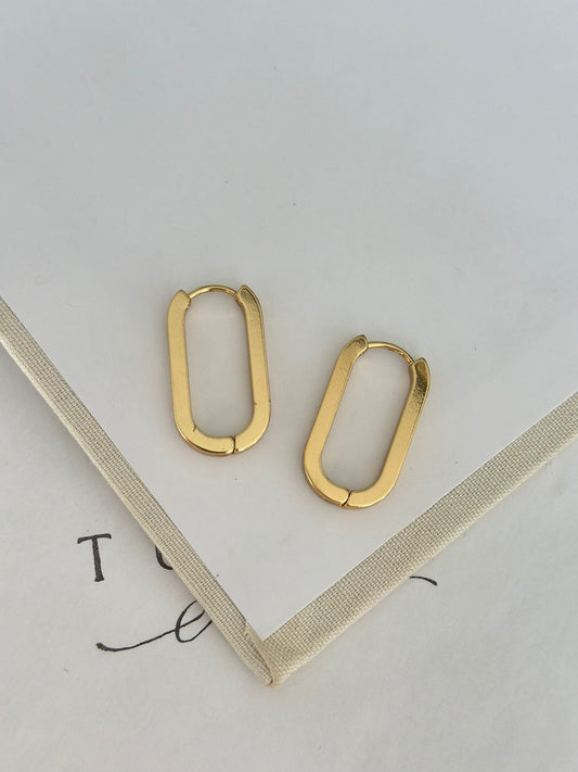 Oval Gold Çelik Günlük Küpe