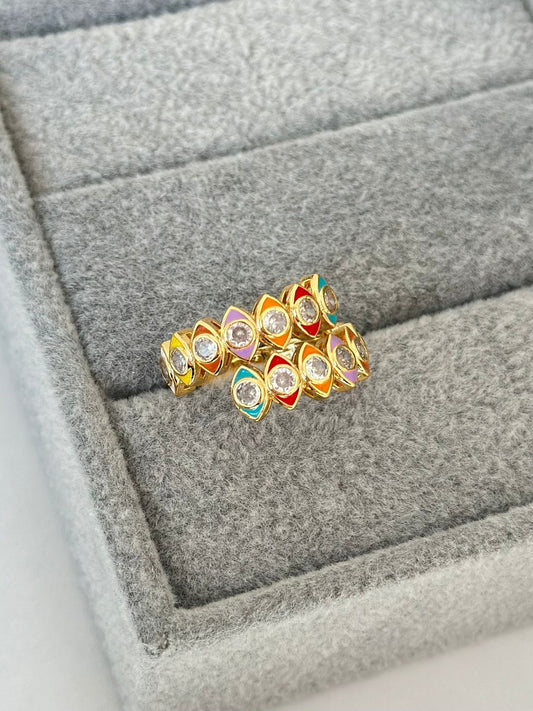 Ayarlanabilir Damla Taş Renkli Yüzük