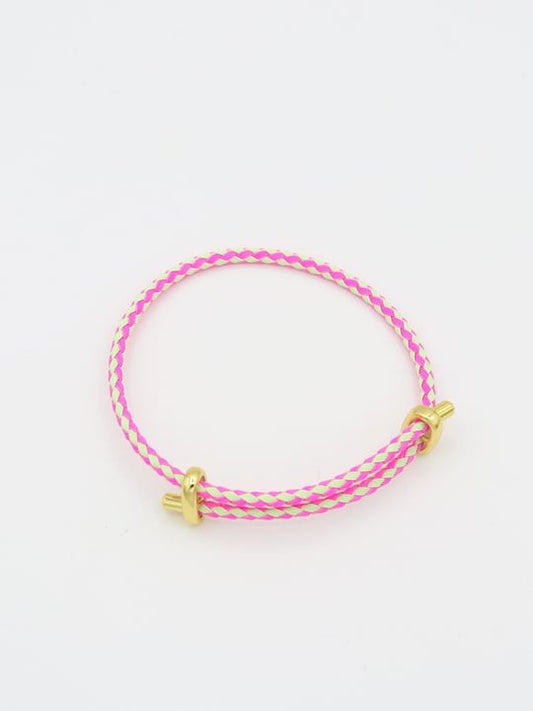 Gold Detay Kalın İp Bileklik / Pembe - Yeşil