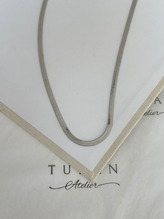 4MM Çelik İtalyan Kolye Gümüş Renk | 40 cm + 5 cm