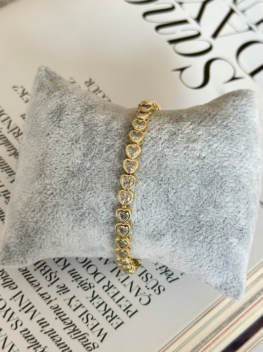 Yarım Taşlı Kalp Yolu Bileklik