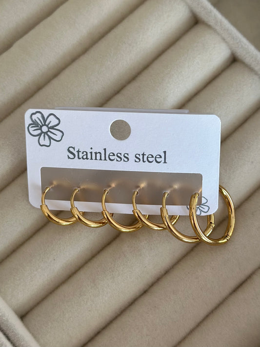 Çelik Klasik 6lı Set Küpe