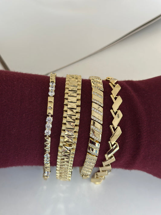 Özel Seri 14K Renk Şerit Taşlı Bileklik