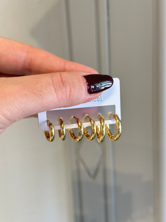 Klasik 6 lı Bombe Çelik Set Küpe