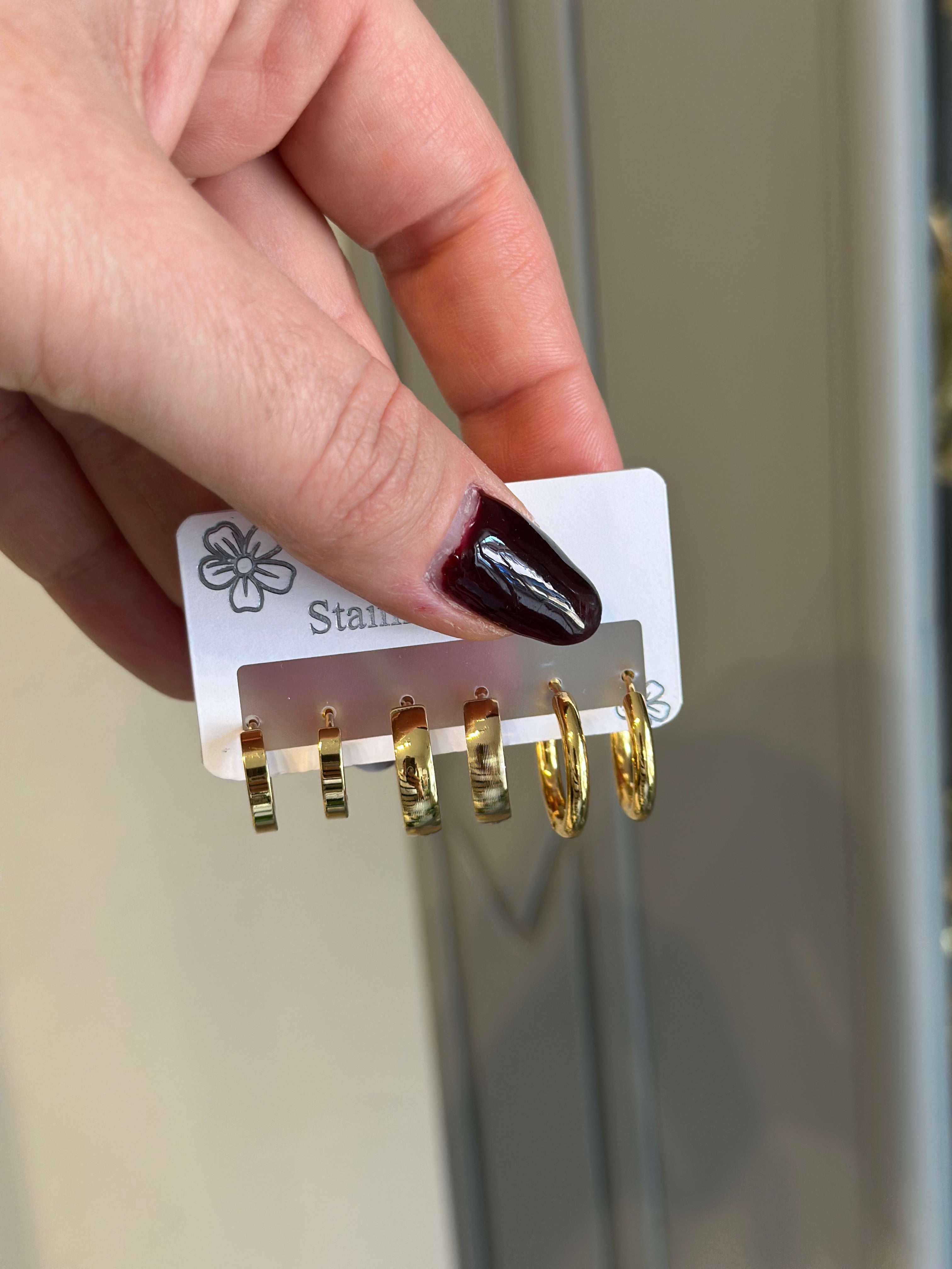 Çelik 6 lı Kombin Set Küpe