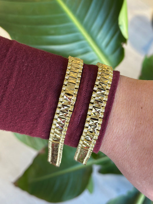 Özel Seri 14K Renk Geometrik Kalın Bileklik