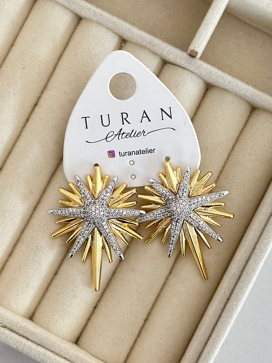 Zirkon Taşlı Yıldız Büyük Küpe