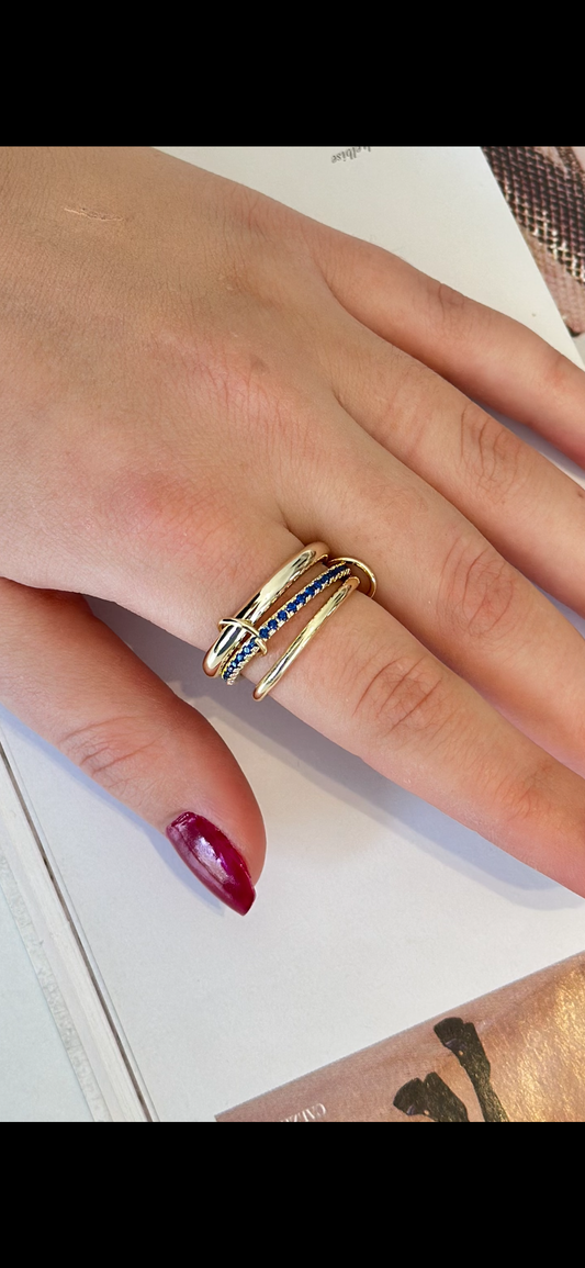 Lacivert Taşlı Gold Halka Spinelli Yüzük / No:8 -9