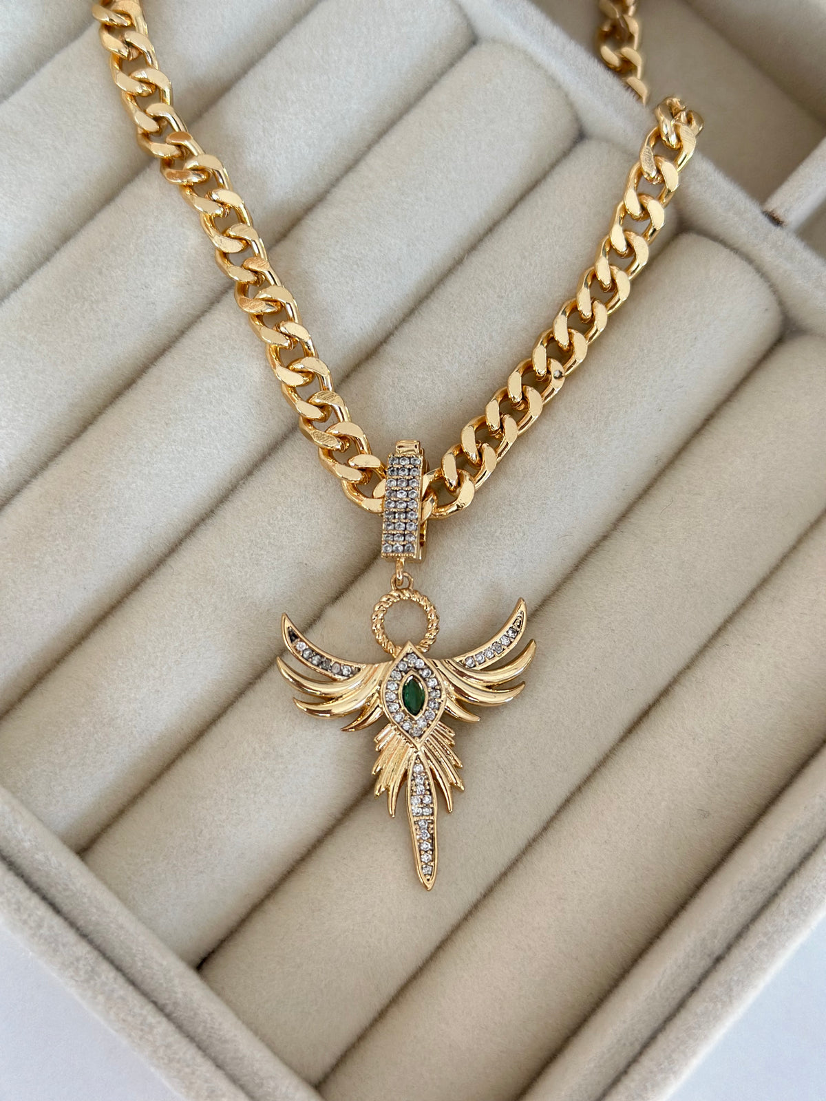 Büyük Anka Model Bronz Gold Tasarım Kolye