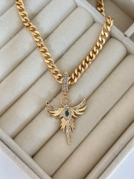 Büyük Anka Model Bronz Gold Tasarım Kolye