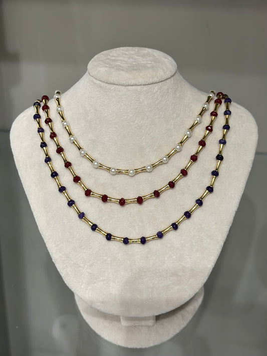 Renkli Detay Gold Kemik Kolye