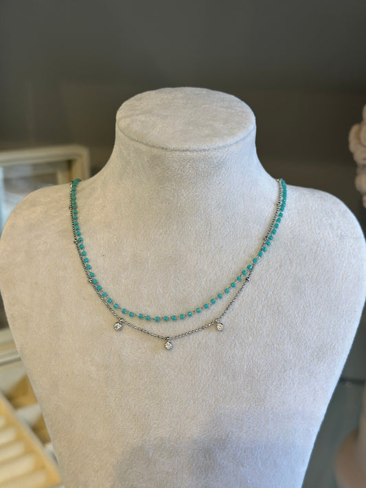 Mavi Boncuk İkili Çıtır Kolye