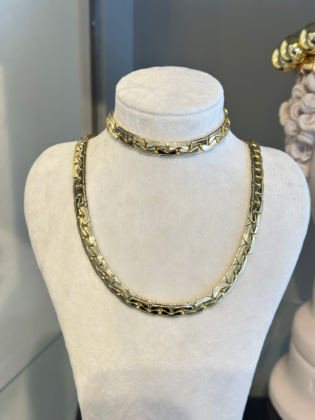 14 K Renk Sarmal Tasarım Kolye Bileklik Set