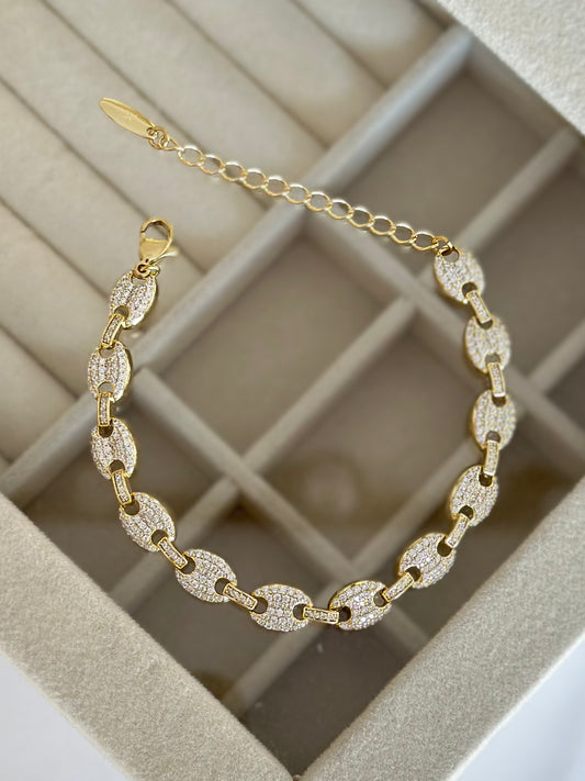 Taşlı Oval Tasarım Zirkon Bileklik