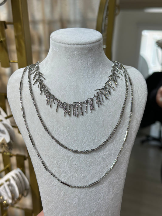 Tek Kilit Püskül Detay 3lü Kolye Kombini