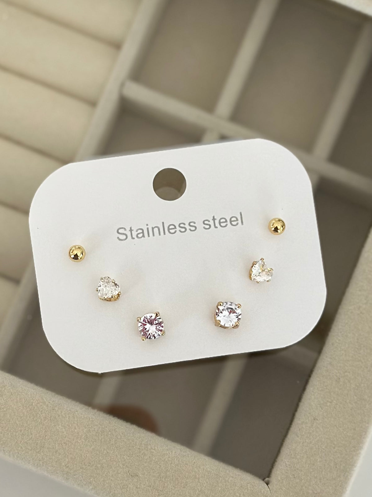 6lı Çelik Gold Renk Kombin Küpe