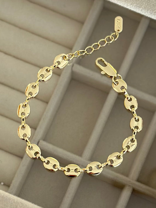 Oval Model Taşsız 14K Renk Bileklik