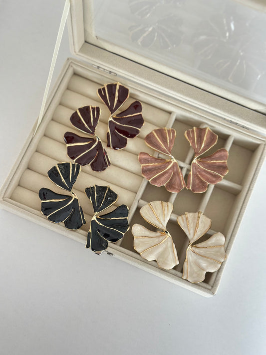 Gold Detay Renkli Yaprak Küpe