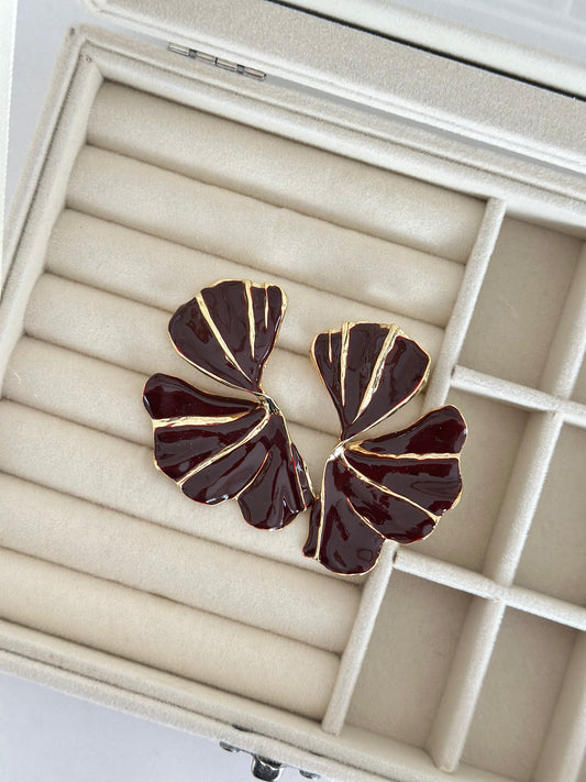 Gold Detay Renkli Yaprak Küpe