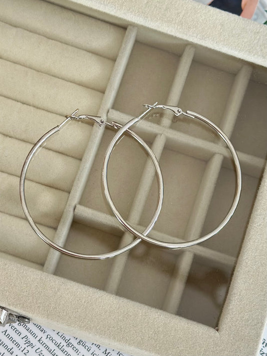 Gümüş Renk Klasik Halka Küpe