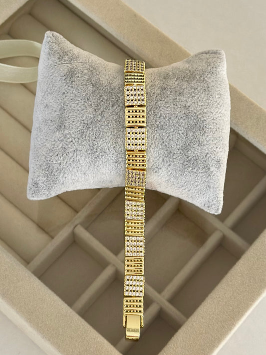 Mini Taşlı Kare Model Kalın Bileklik