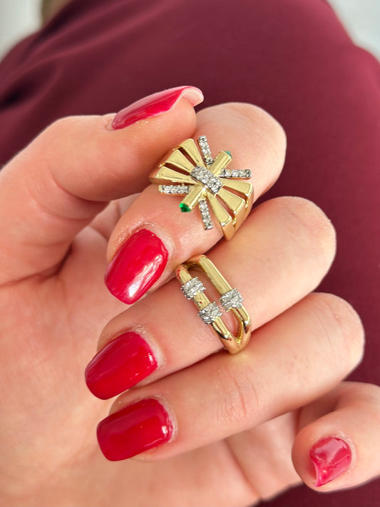 Minimal Yeşil Taşlı Özel Seri Yüzük