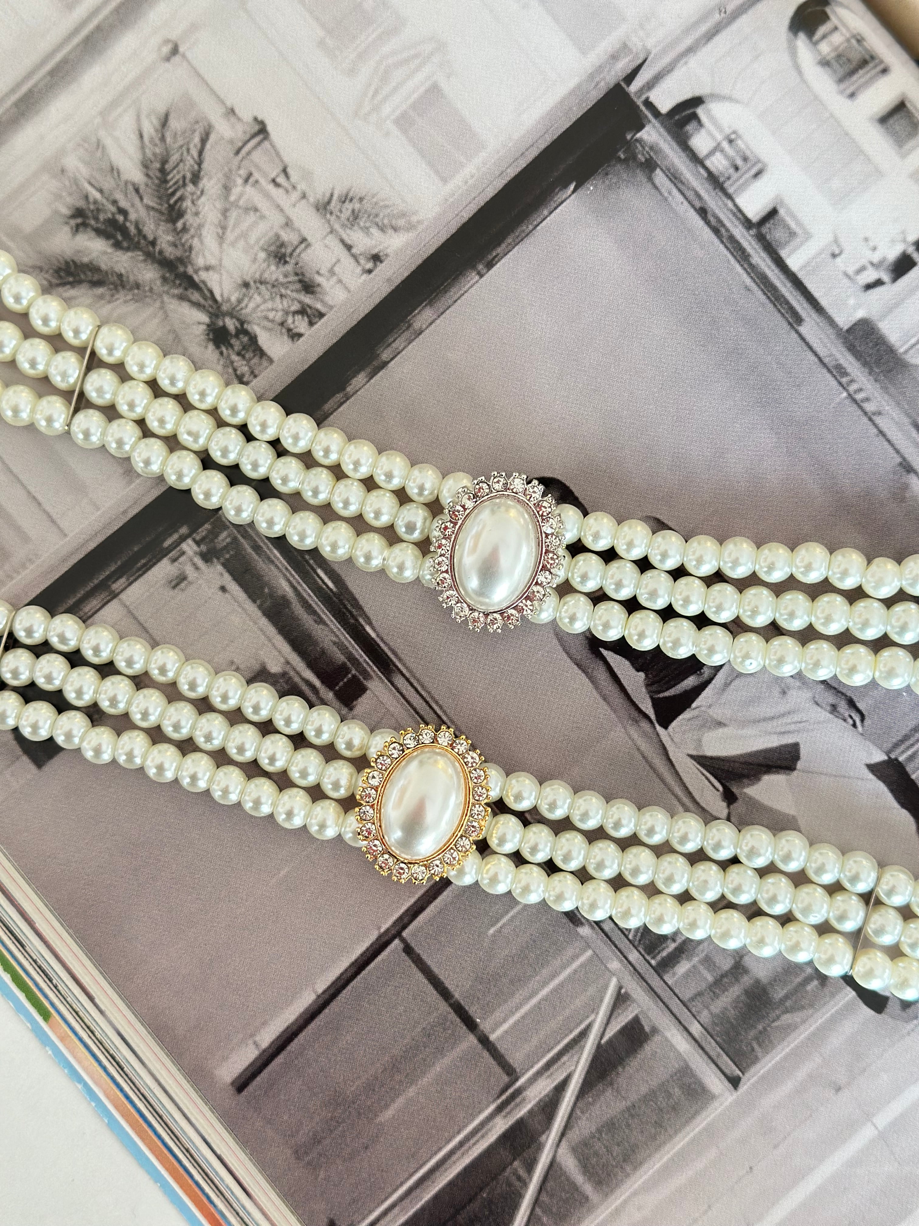 İnci Tasarım Tasma (Choker) Kolye