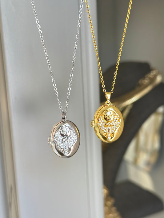 Anka Kuşu Beyaz Taşlı Alya Kolye