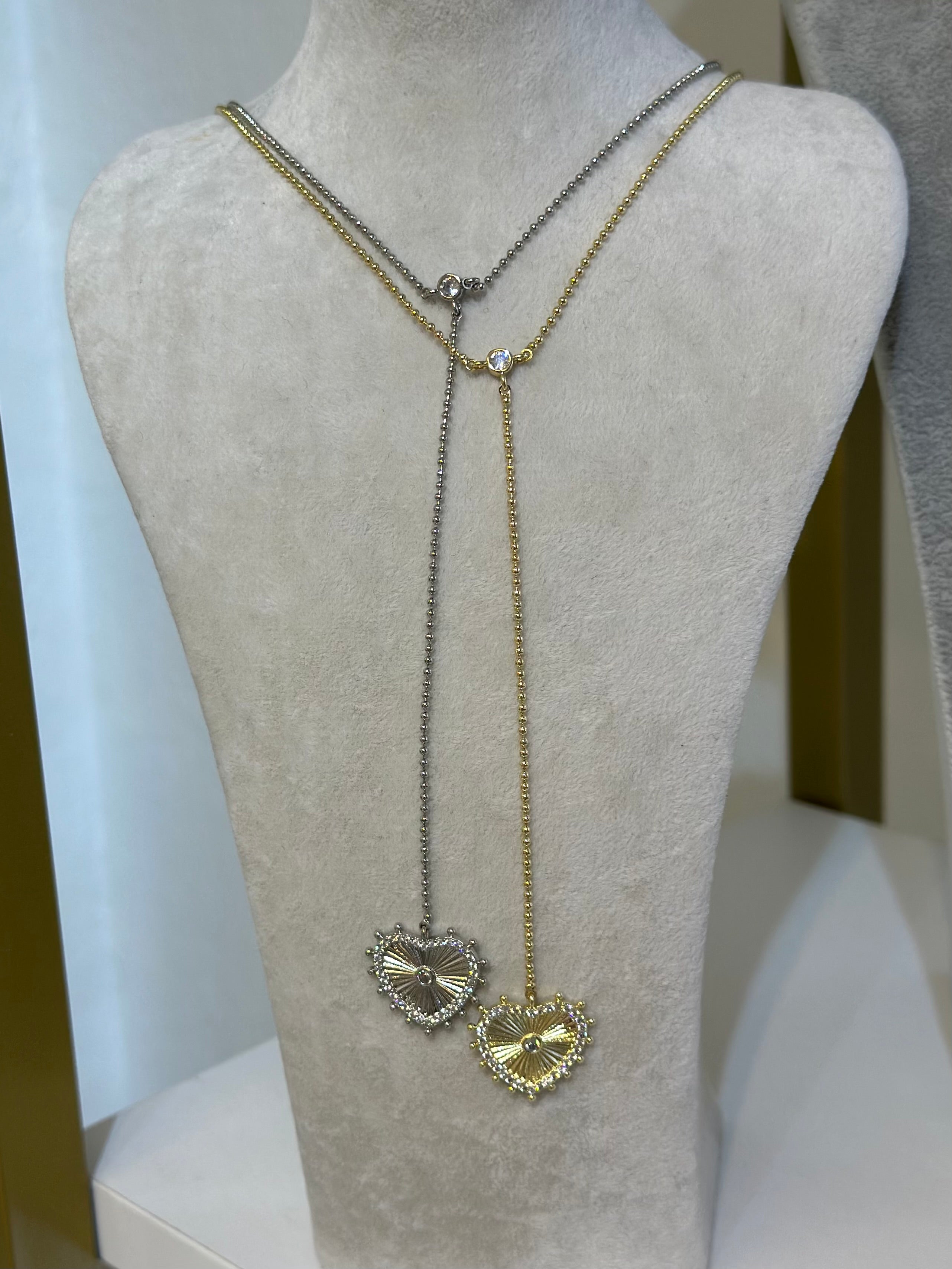 Taşlı Kalp Özel Tasarım Y kolye