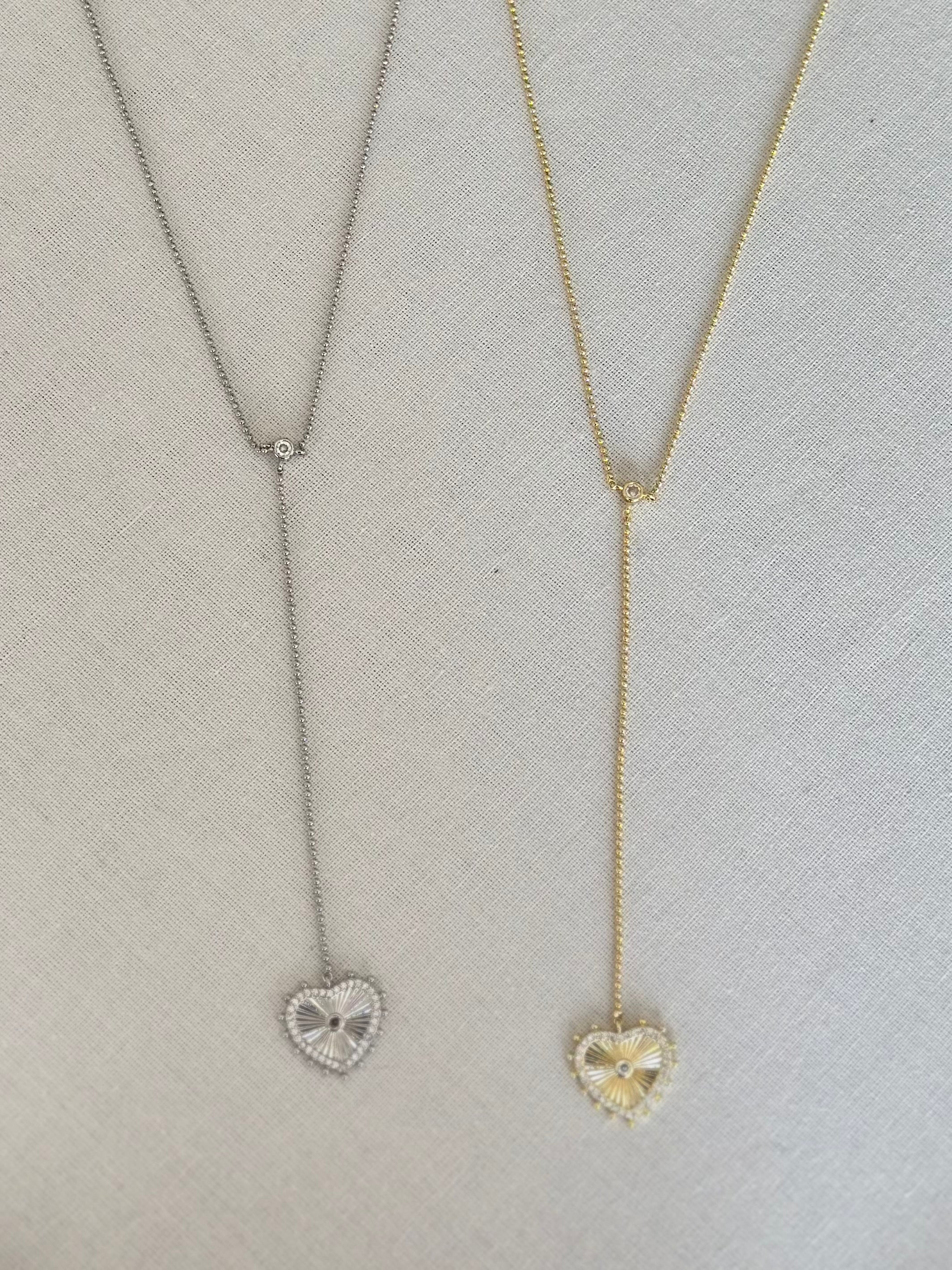 Taşlı Kalp Özel Tasarım Y kolye