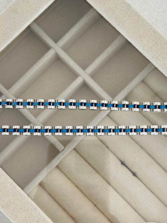 Saat Kordon Mavi Detay Erkek Bileklik 6 MM