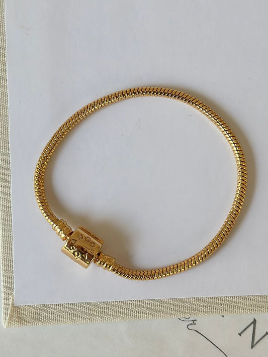 Silindir Kilit Charm Pan Bileklik / Bronz Gold