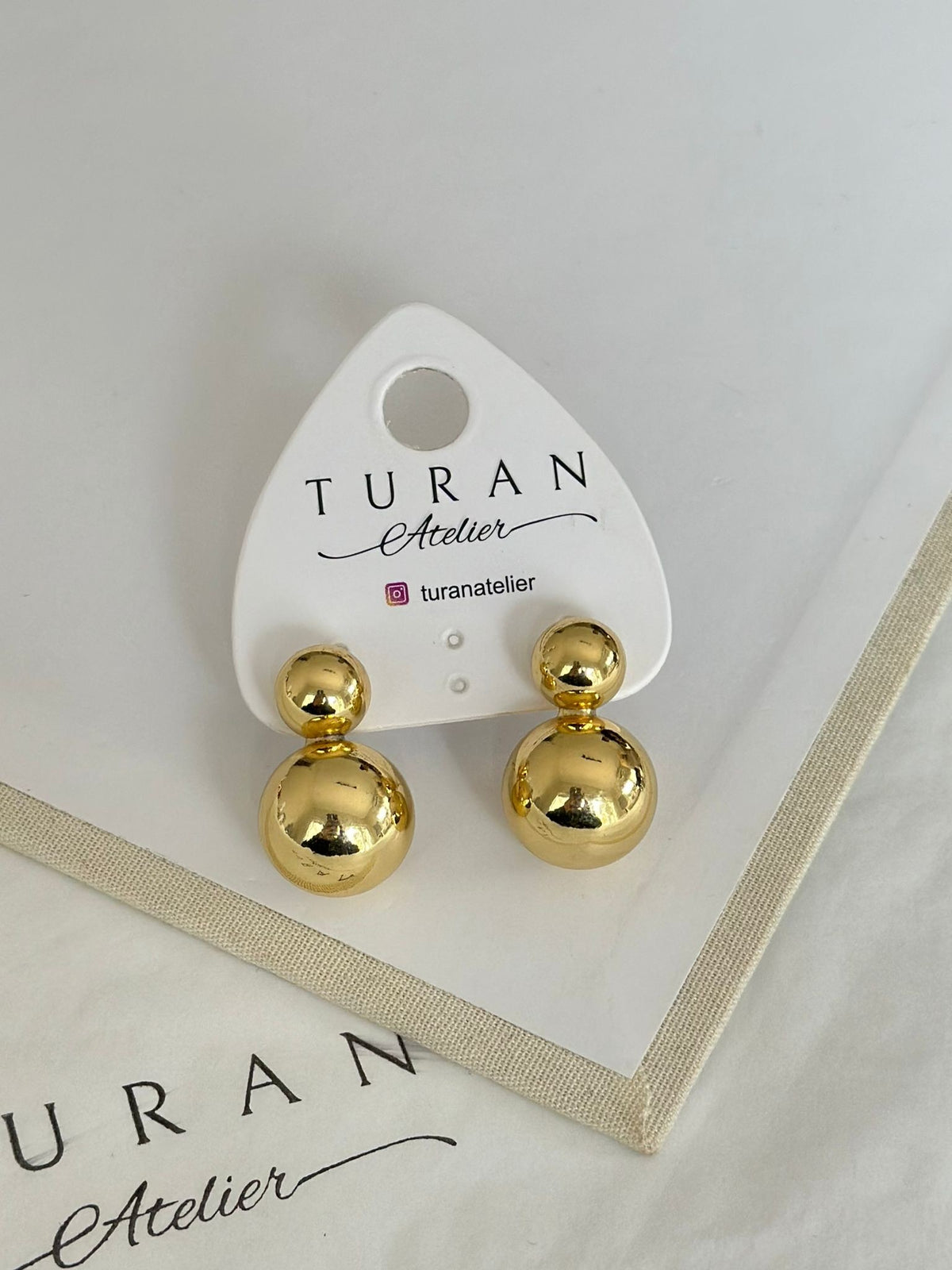 Çift Topçuk Gold Küpe