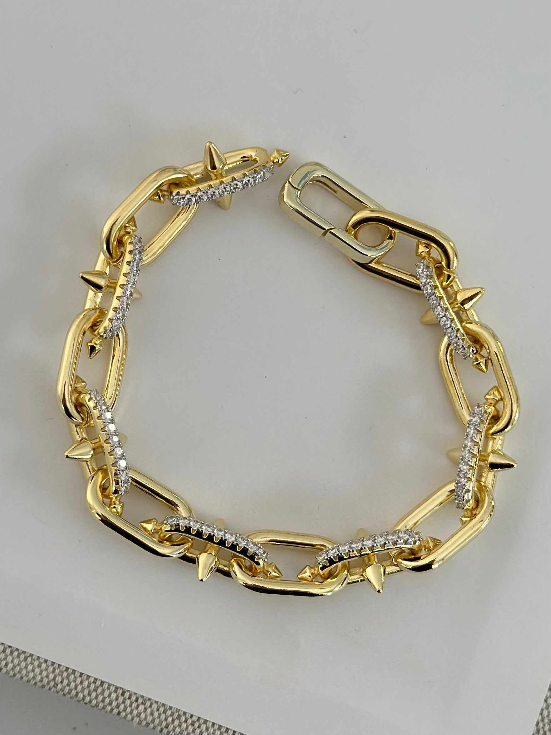 Özel Seri Taşlı Tiff Tasarım Gold Bileklik