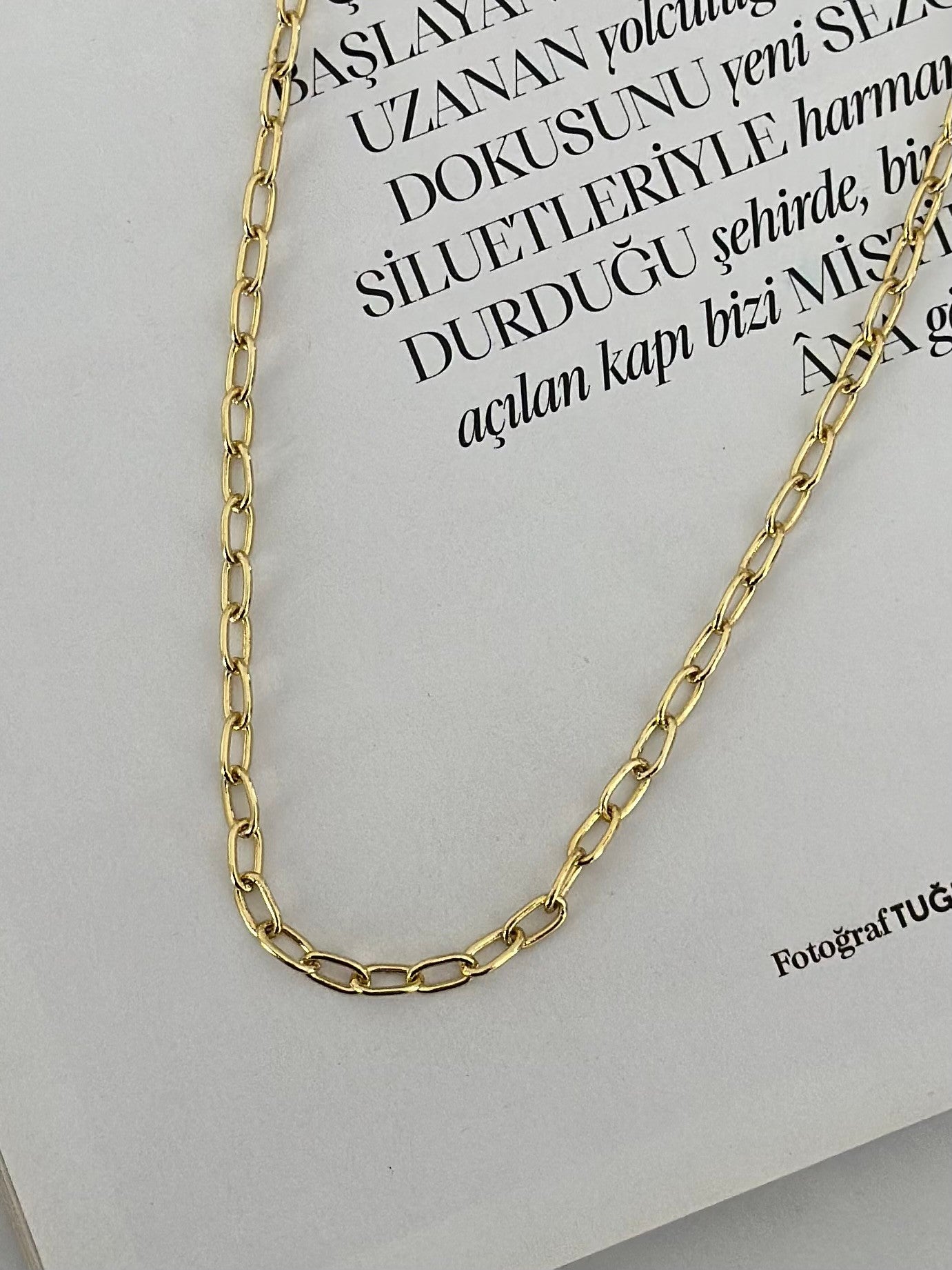 14K Renk Altın Model İnce Ataç Zincir Kolye